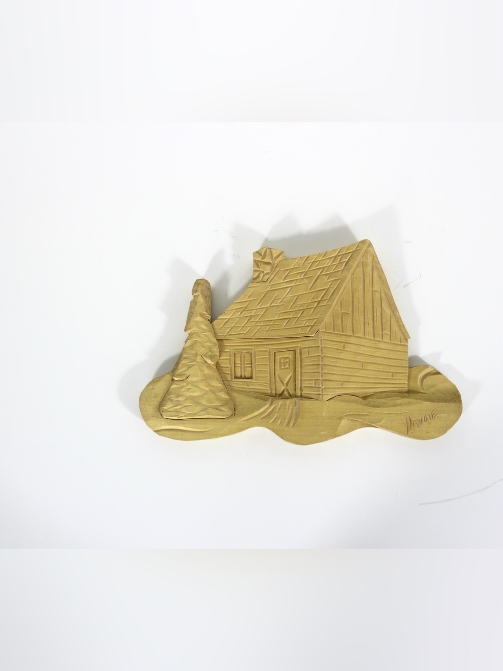 Vintage Hand Carved Wood Wall Decor Cabin Tree